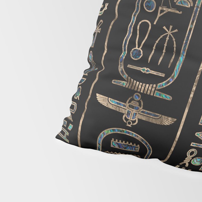 Egyptian hieroglyphs pattern Gold Abalone Pillow Sham Gallery Image 4