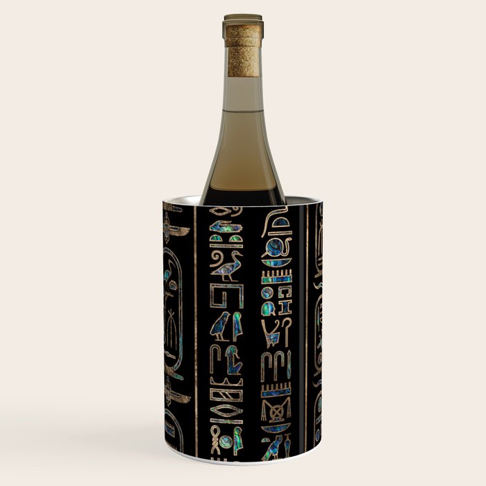 Egyptian hieroglyphs pattern Gold Abalone Wine Chiller Gallery Image 1