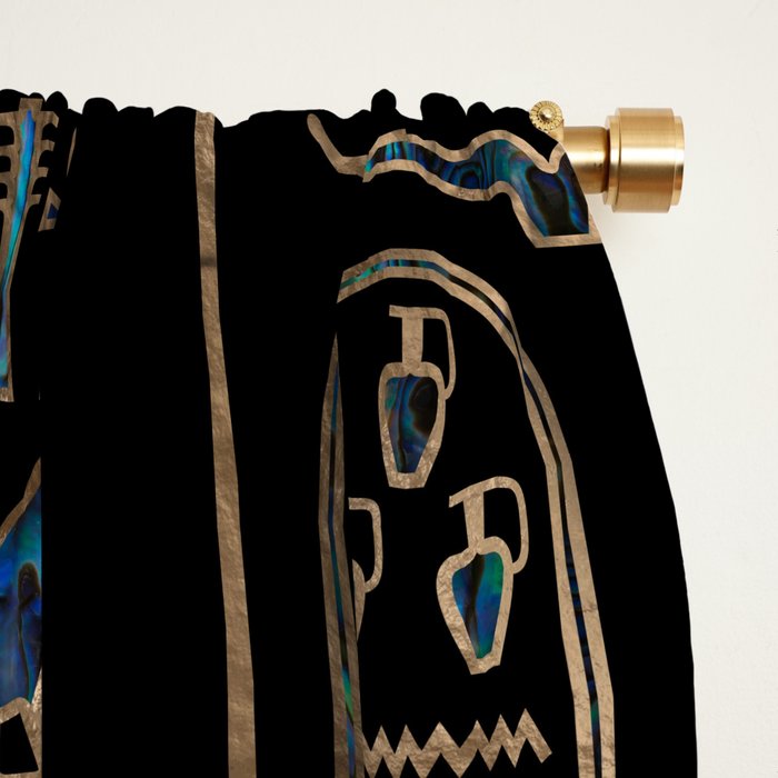 Egyptian hieroglyphs pattern Gold Abalone Window Curtain Gallery Image 2