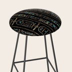 Egyptian hieroglyphs pattern Gold Abalone Stool Gallery Image 2