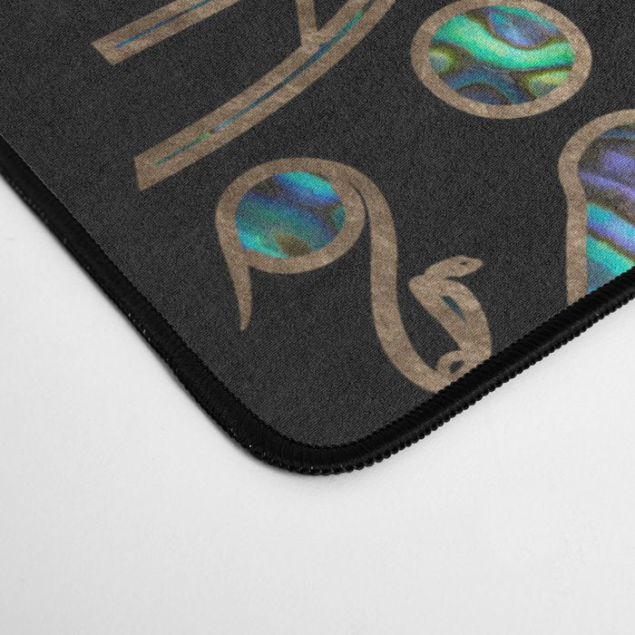 Egyptian hieroglyphs pattern Gold Abalone Desk Mat Gallery Image 4
