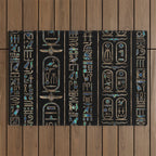 Egyptian hieroglyphs pattern Gold Abalone Outdoor Rug Gallery Image 1