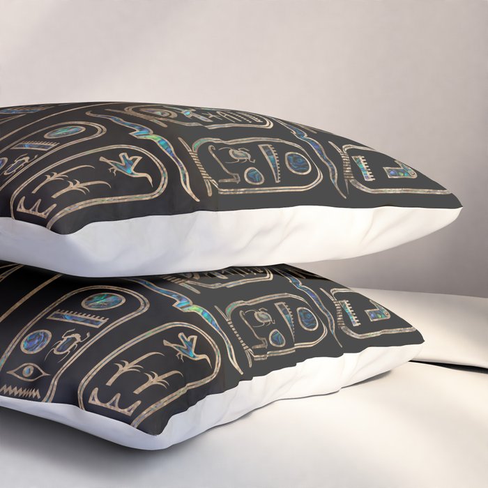 Egyptian hieroglyphs pattern Gold Abalone Pillow Sham Gallery Image 3