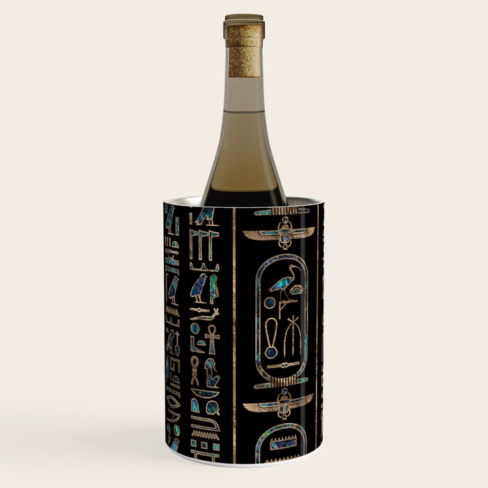 Egyptian hieroglyphs pattern Gold Abalone Wine Chiller Gallery Image 2
