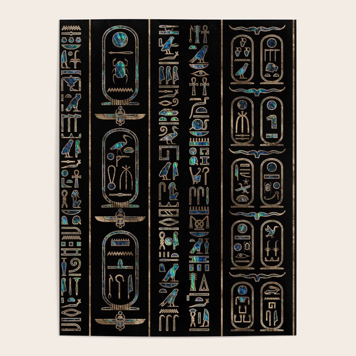 Egyptian hieroglyphs pattern Gold Abalone Poster Gallery Image 4