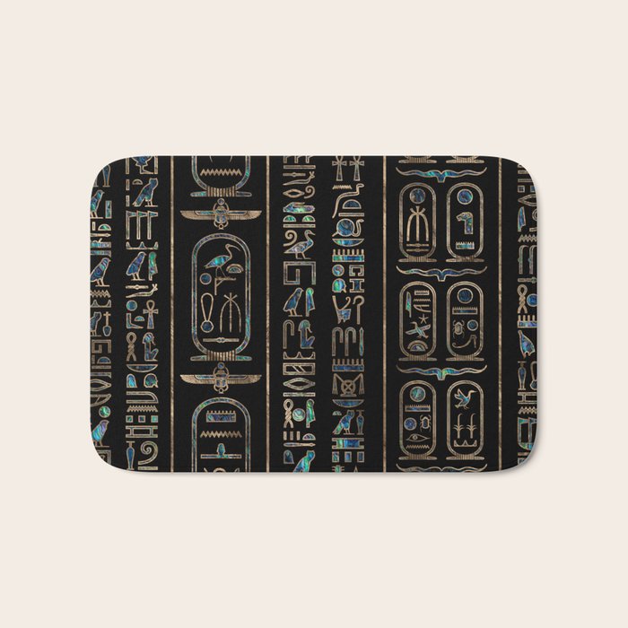 Egyptian hieroglyphs pattern Gold Abalone Bath Mat Gallery Image 1