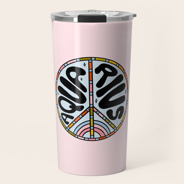 Aquarius Peace Sign Travel Mug Gallery Image 1