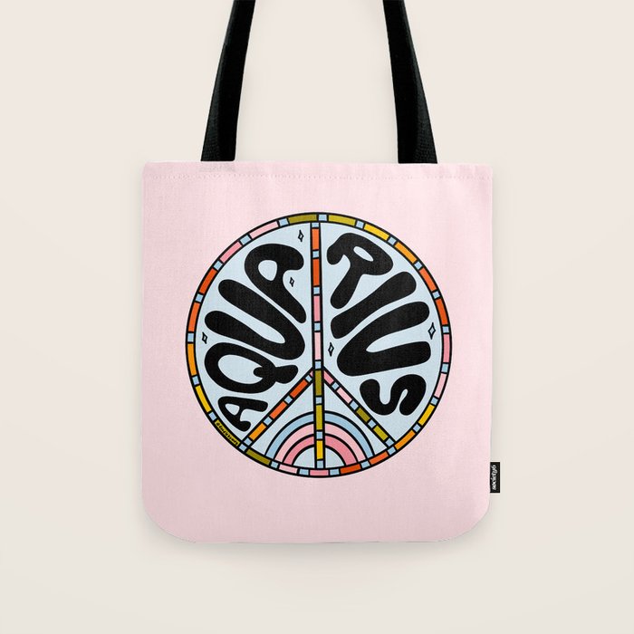 Aquarius Peace Sign Tote Bag Gallery Image 1