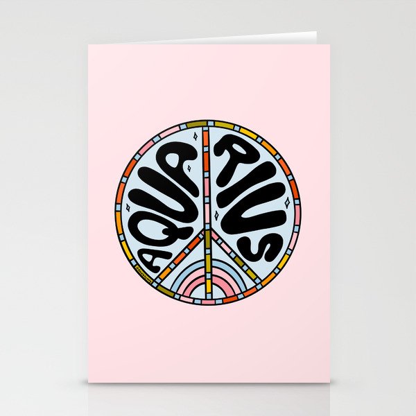 Aquarius Peace Sign Stationery Card Gallery Image 1