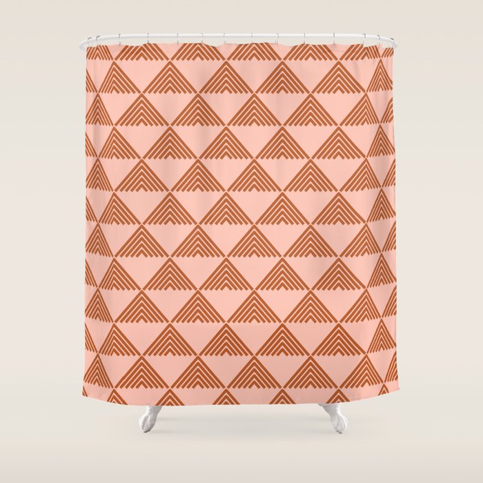 Triangular Lines in Terracotta and Blush Shower Curtain Gallery Image 1