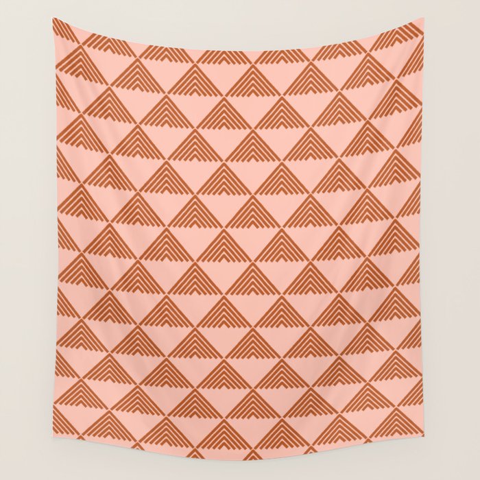 Triangular Lines in Terracotta and Blush Wall Tapestry Gallery Image 1