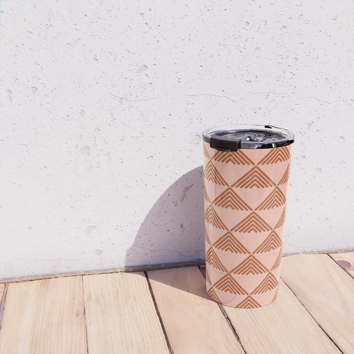 Triangular Lines in Terracotta and Blush Travel Mug Gallery Image 4