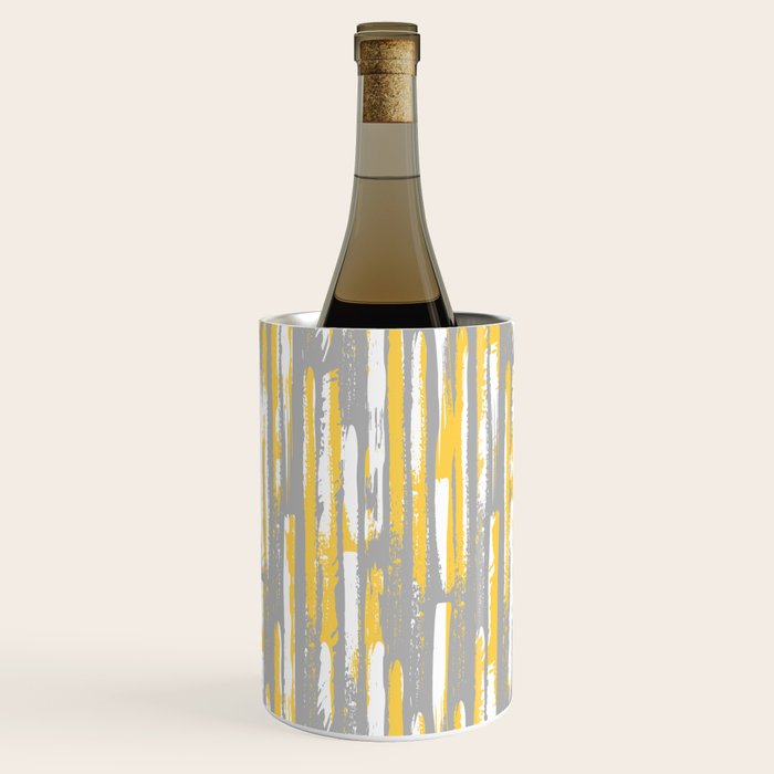 Colorful Stripes, Abstract Art, Yellow and Gray Wine Chiller Gallery Image 1