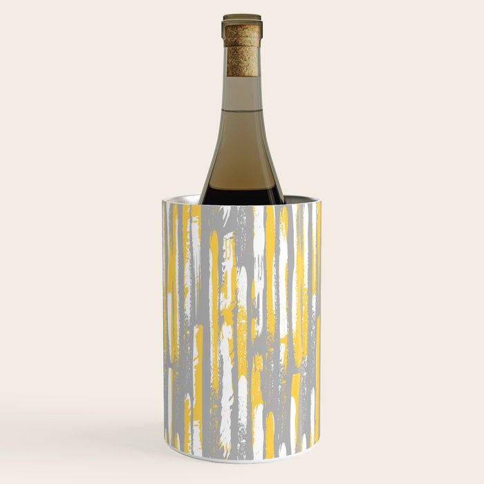 Colorful Stripes, Abstract Art, Yellow and Gray Wine Chiller Gallery Image 3