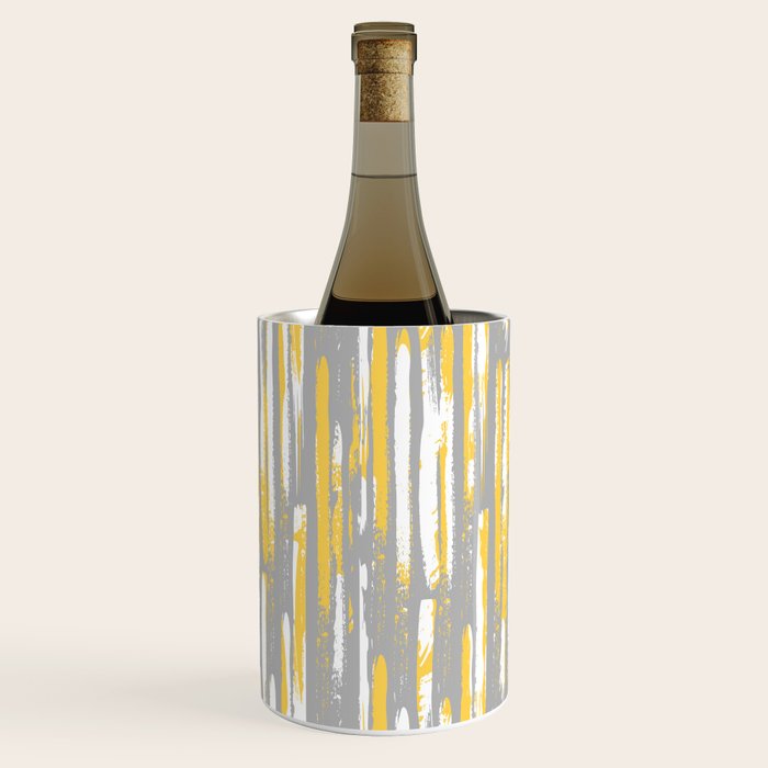 Colorful Stripes, Abstract Art, Yellow and Gray Wine Chiller Gallery Image 2