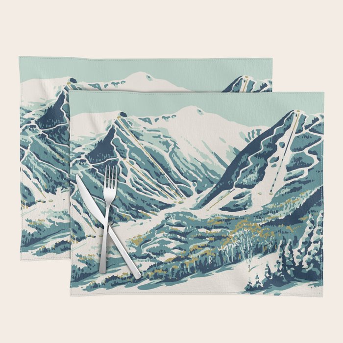 2021 Ski Stowe Vermont Vintage Poster  Placemat Gallery Image 1