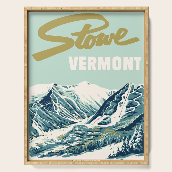 2021 Ski Stowe Vermont Vintage Poster  Serving Tray Gallery Image 1