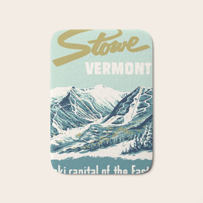2021 Ski Stowe Vermont Vintage Poster  Bath Mat Gallery Image 1