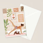 Yoga Girl Power with cat & plants Stationery Card Gallery Image 2