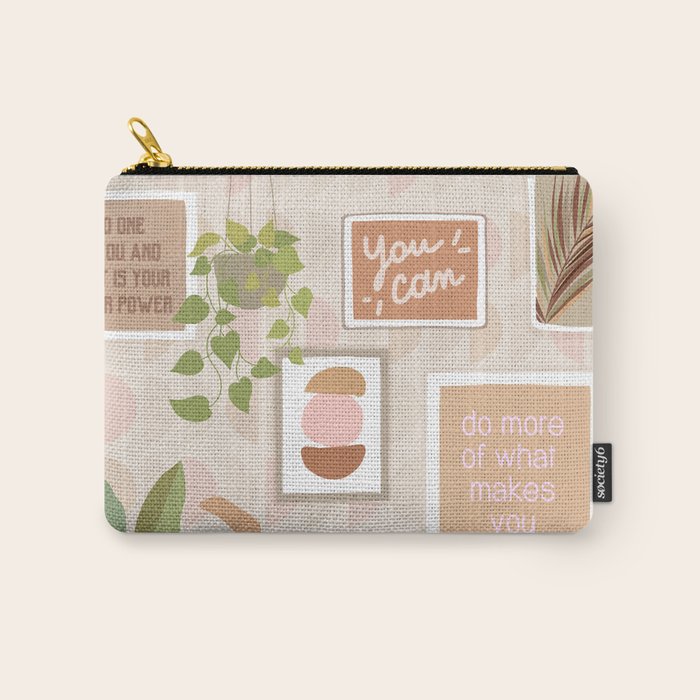 Yoga Girl Power with cat & plants Carry All Pouch Gallery Image 1