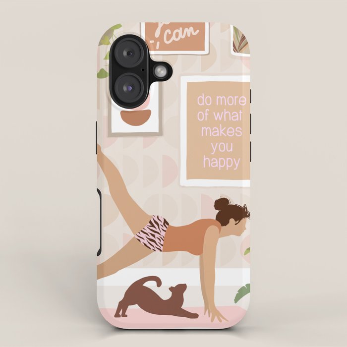 Yoga Girl Power with cat & plants iPhone Case Gallery Image 1