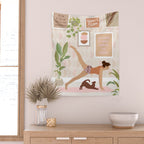 Yoga Girl Power with cat & plants Wall Tapestry Gallery Image 2
