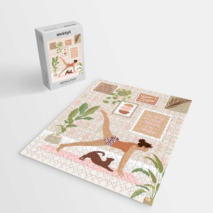 Yoga Girl Power with cat & plants Jigsaw Puzzle Gallery Image 2