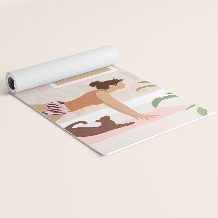 Yoga Girl Power with cat & plants Yoga Mat Gallery Image 2