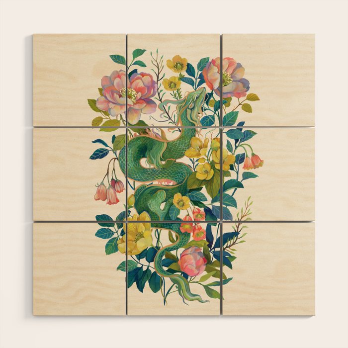 Floral Dragon Wood Wall Art Gallery Image 1