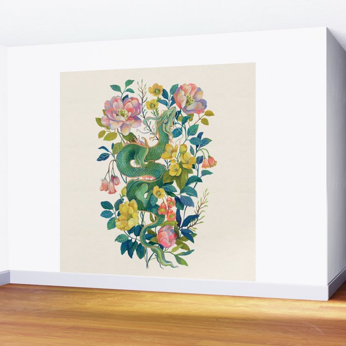 Floral Dragon Wall Mural Gallery Image 2