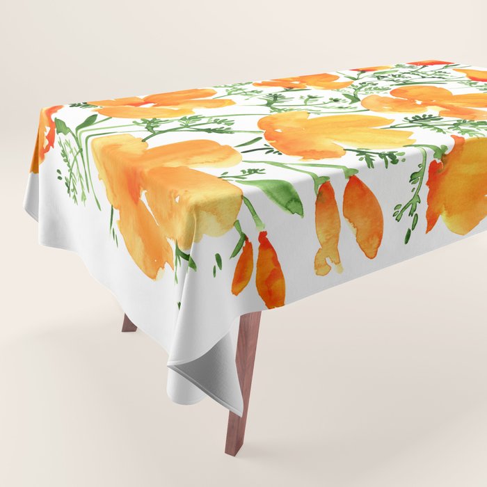 Watercolor California poppies Tablecloth Gallery Image 1