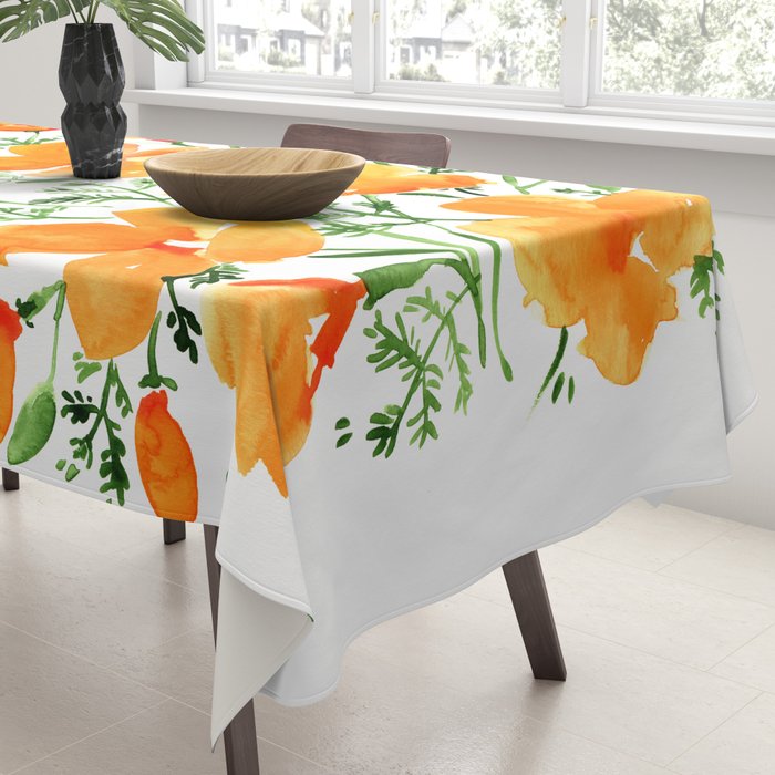 Watercolor California poppies Tablecloth Gallery Image 3
