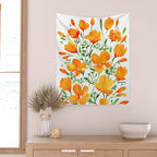 Watercolor California poppies Wall Tapestry Gallery Image 2