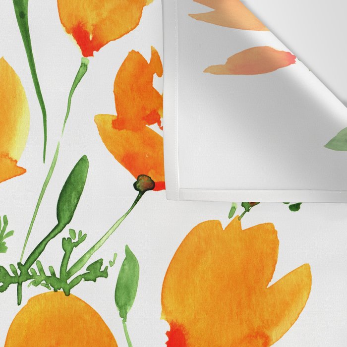 Watercolor California poppies Wall Tapestry Gallery Image 3