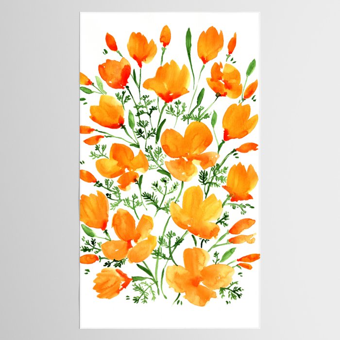 Watercolor California poppies Tablecloth Gallery Image 2