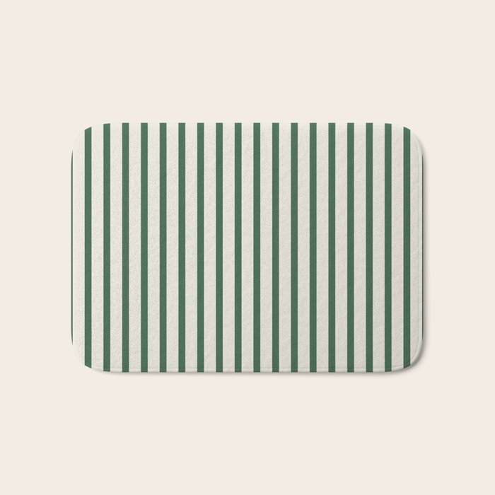 Green And Cream Striped Bath Mat Gallery Image 1