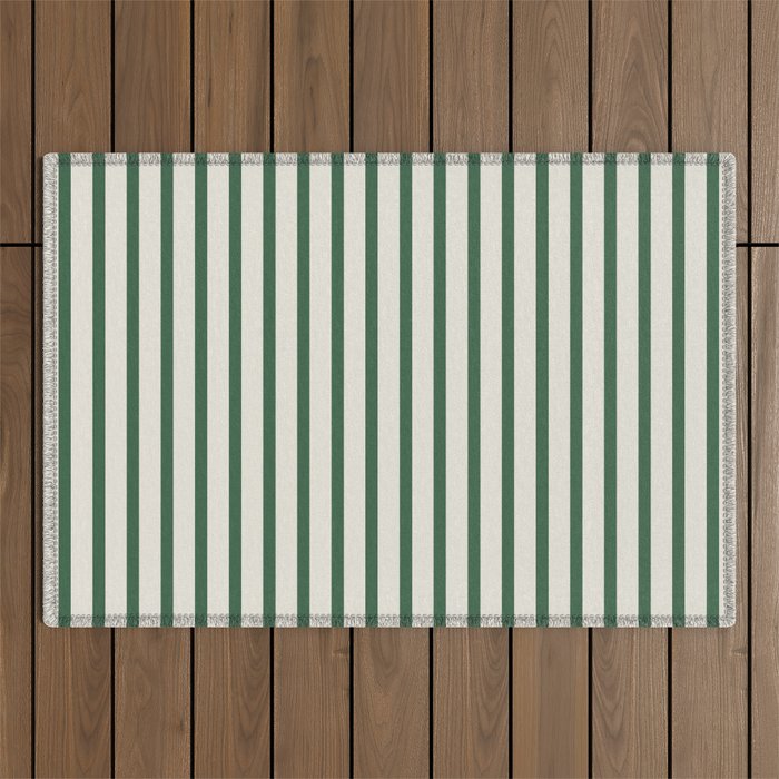 Green And Cream Striped Outdoor Rug Gallery Image 1