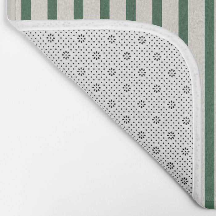 Green And Cream Striped Bath Mat Gallery Image 2