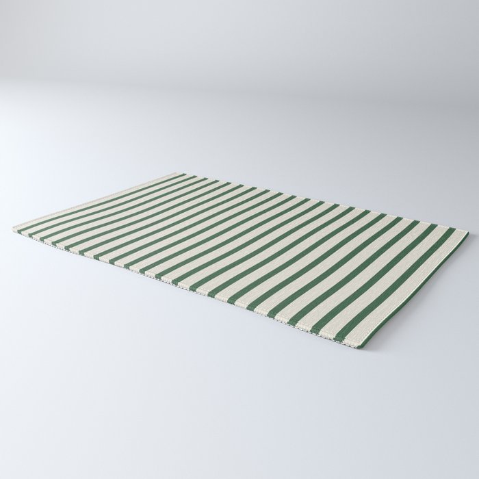 Green And Cream Striped Rug Gallery Image 3