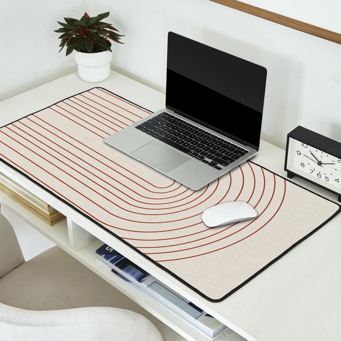 Burnt Orange Line Art Desk Mat Gallery Image 2