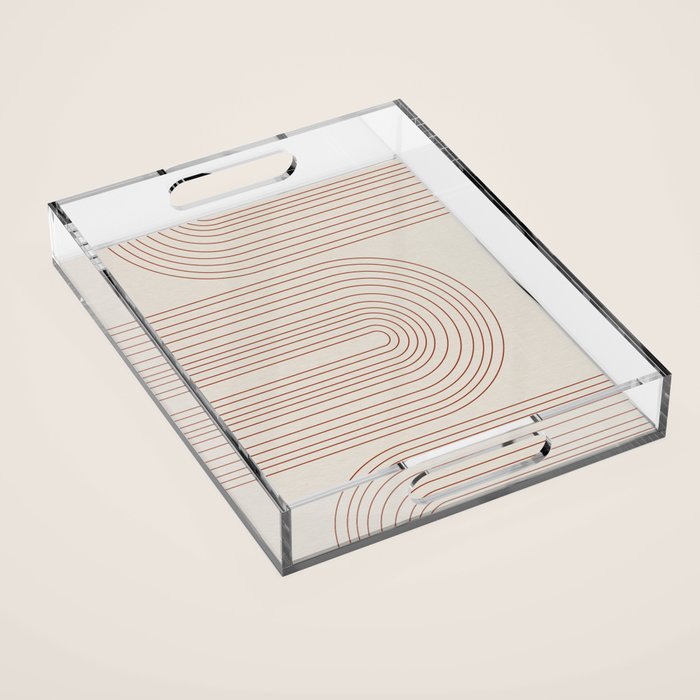 Burnt Orange Line Art Acrylic Tray Gallery Image 1