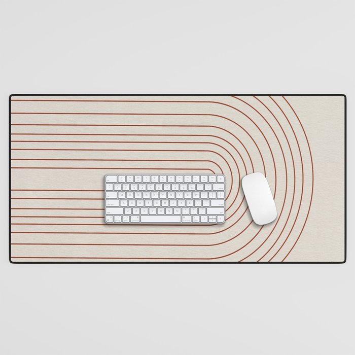Burnt Orange Line Art Desk Mat Gallery Image 1