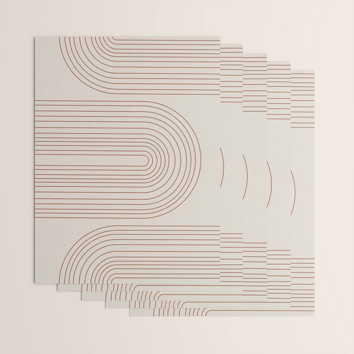 Burnt Orange Line Art Wrapping Paper Gallery Image 3