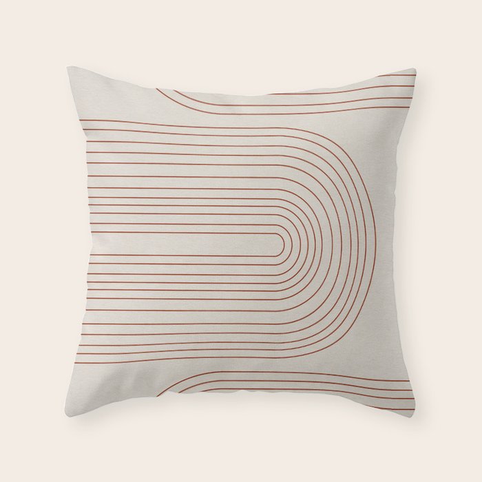Burnt Orange Line Art Throw Pillow Gallery Image 1