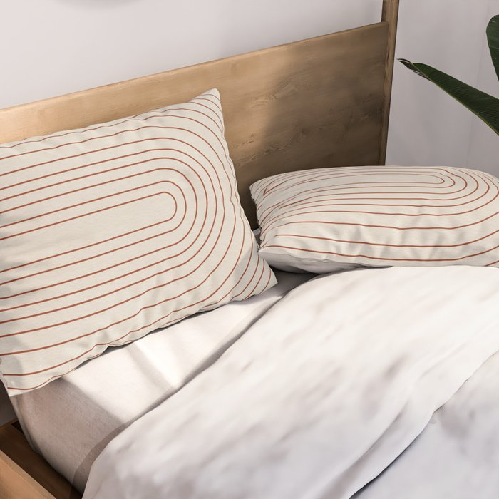 Burnt Orange Line Art Pillow Sham Gallery Image 2