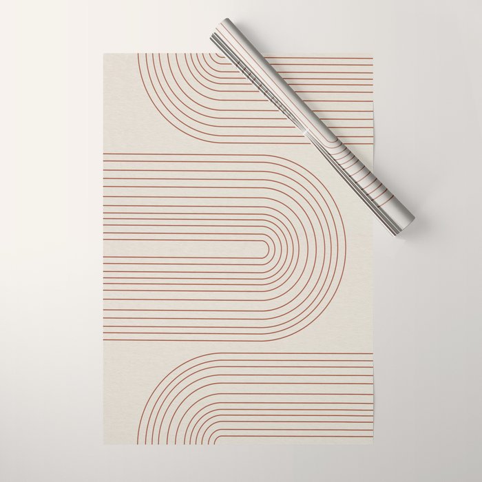Burnt Orange Line Art Wrapping Paper Gallery Image 1