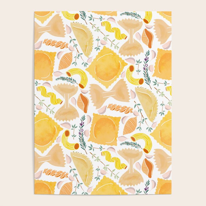 Pasta Pattern on White Poster Gallery Image 1