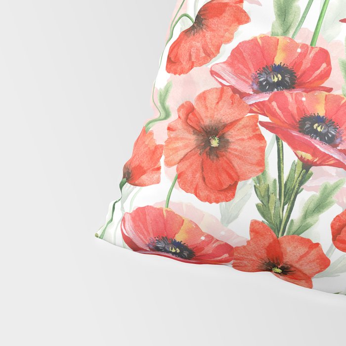 Summer Botanical Poppies Field Pillow Sham Gallery Image 4