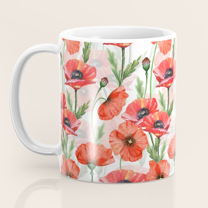 Summer Botanical Poppies Field Coffee Mug Gallery Image 3