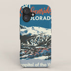 Blue Breckenridge Vintage Ski Poster iPhone Case Gallery Image 1
